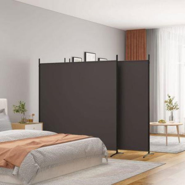 4-Panel Room Divider Brown 698x180 Cm Fabric