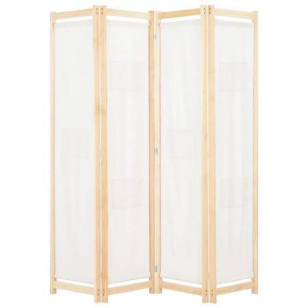 4-Panel Room Divider Cream 160x170x4 Cm Fabric