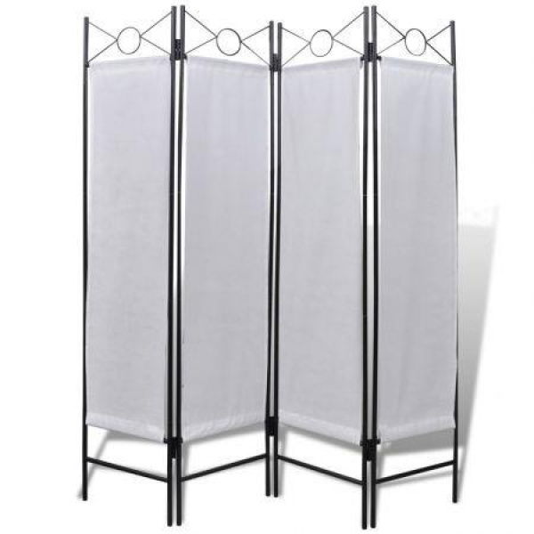 4-Panel Room Divider Privacy Folding Screen White 160 X 180 Cm