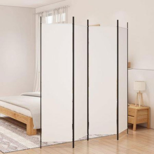 4-Panel Room Divider White 200x200 Cm Fabric