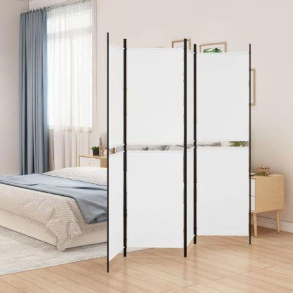 4-Panel Room Divider White 200x200 Cm Fabric