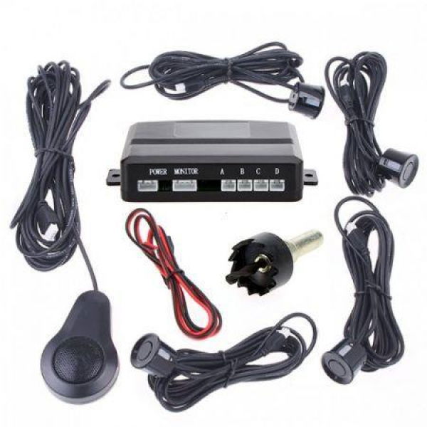 4 Parking Sensors Car Backup Reverse Radar Kit Voice Alert