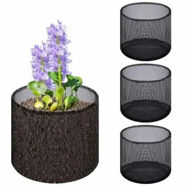 4 Pcs Aquatic Planting Bags, Reusable Mesh Water Garden Pond Plant Pot, Breathable Round Lily Pots for Bog and Terrestrial Plants