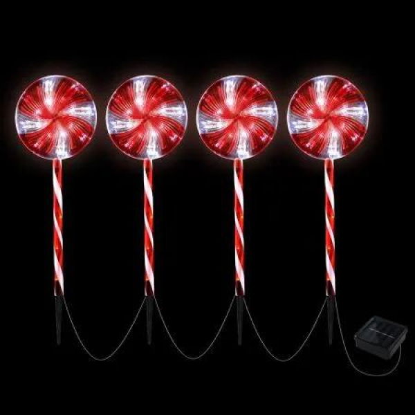 4 PCS Christmas Lights Path Ground Light Garden Decoration 112 LED Jingle Jollys