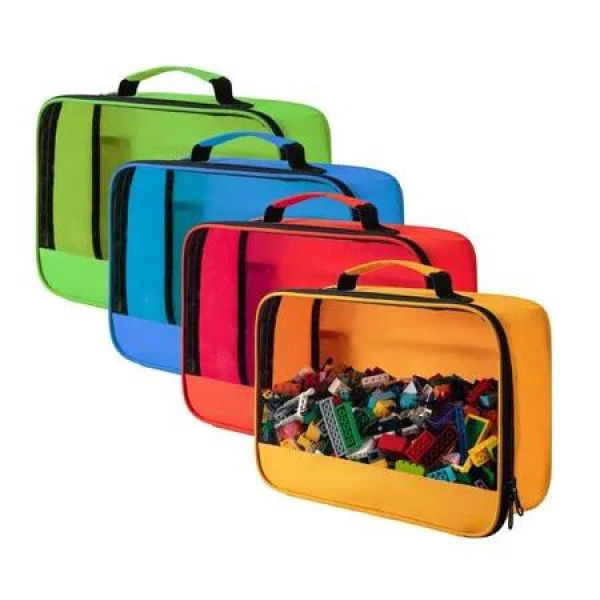 4 PCS Toys Storage Bag, Classic Bricks Building Set Storage Bag, Travel Case for Building Toys, Puzzles