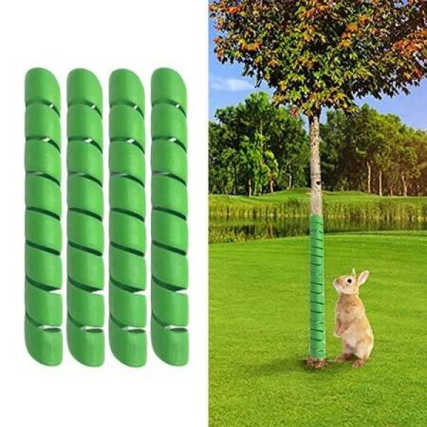 4 Pcs Tree Trunk Protectors 15.7 Inch Tall, Flexible Spiral Tree Protector to Protect Young Trees Plants from Weed Trimmers, Deer, Rabbits,Green