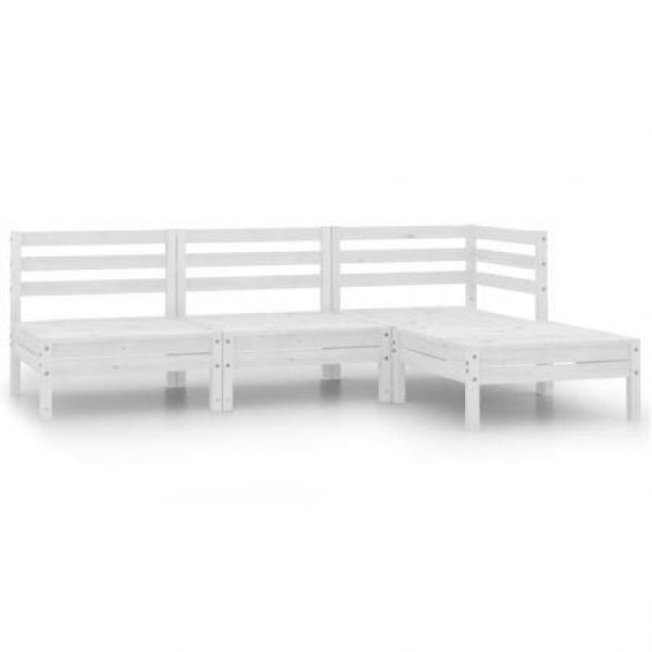 4 Piece Garden Lounge Set Solid Pinewood White