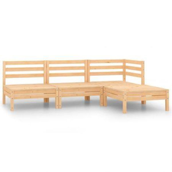 4 Piece Garden Lounge Set Solid Pinewood