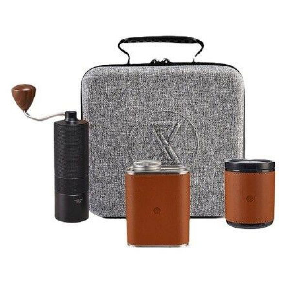 4-Piece Portable Pour-over DIY Manual Portable Coffee Maker Set With Hand Grinder For Travel-Black