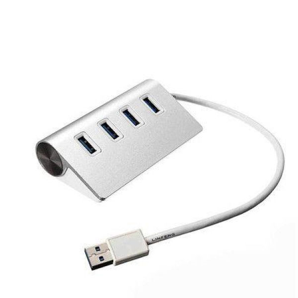 4-Port USB 3.0 Unibody Aluminum Portable Data Hub With 2ft USB 3.0 Cable For MacBook Notebook PC Mobile HDD And More (Silver)