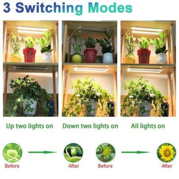 4 Strips Grow Light Four Heads Growing Lamp Full Spectrum Dimmable Levels Led Warm Light For Green House Hydroponics Succulent
