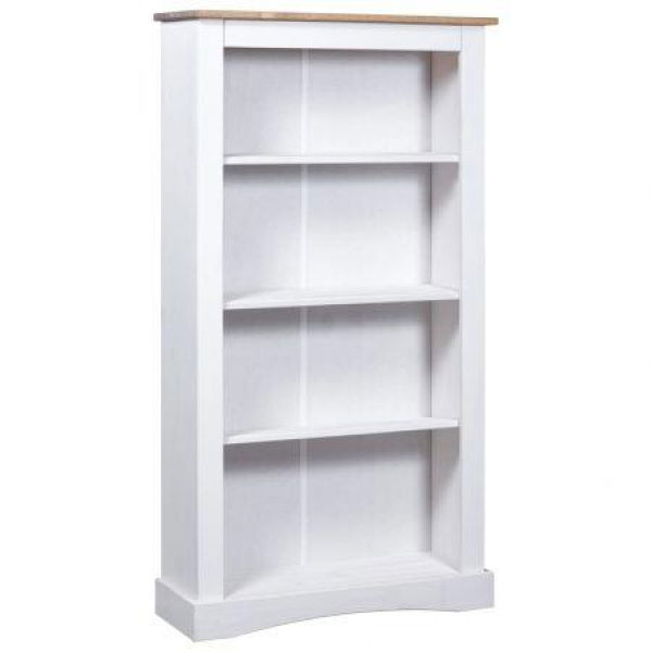 4-Tier Bookcase Mexican Pine Corona Range White 81x29x150 Cm