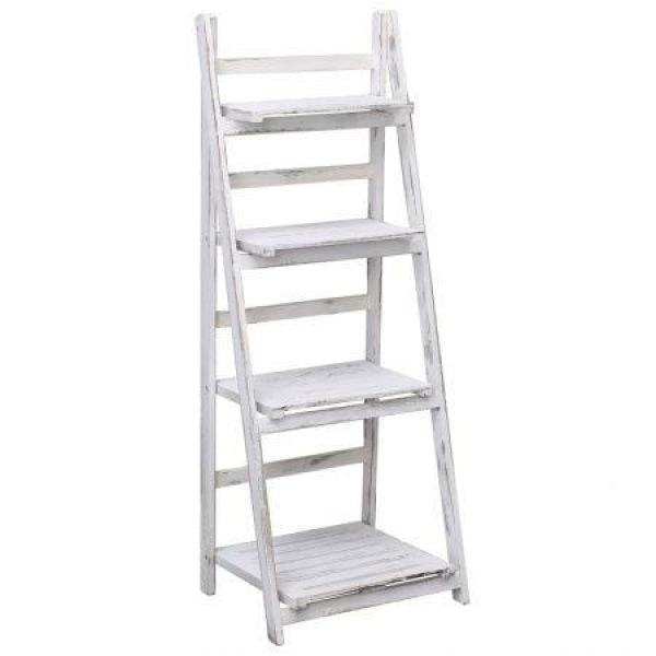 4-Tier Plant Stand White 43x33x113 Cm Wood