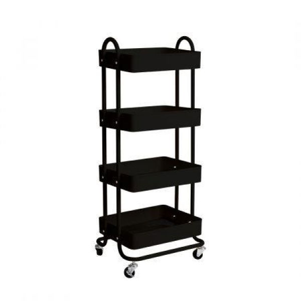 4 Tiers Kitchen Trolley Cart Black