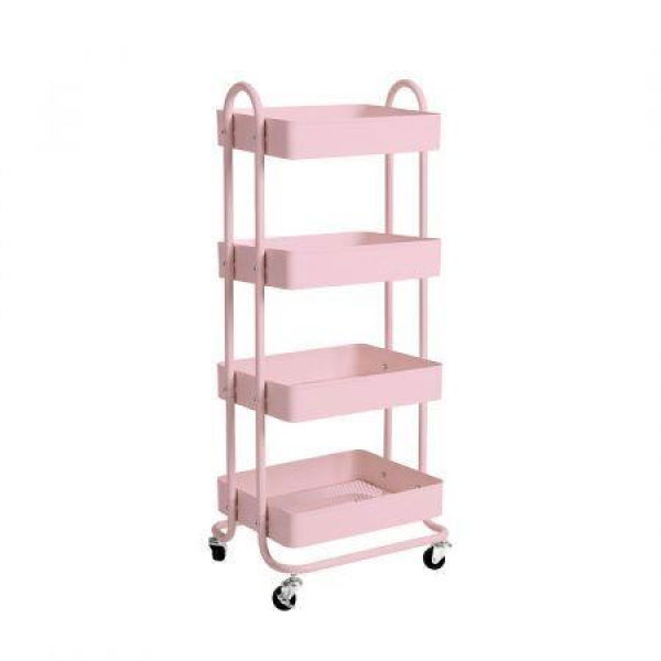 4 Tiers Kitchen Trolley Cart Pink