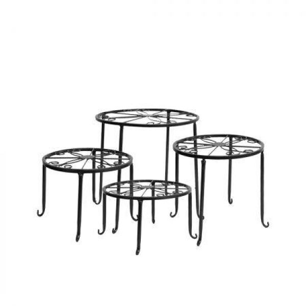 4 x Metal Plant Stand Outdoor Black