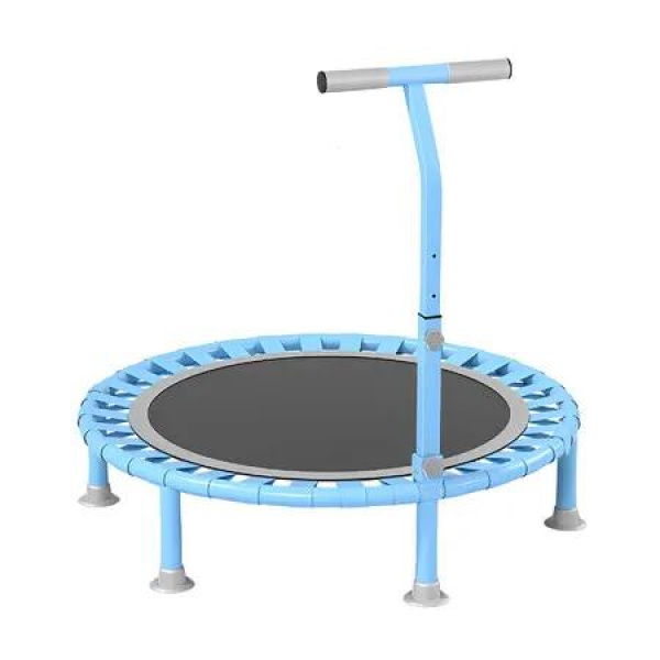 40 Inch Folding Trampoline with T-Rails Blue Home Fitness Bouncer Indoor and Outdoor Bungee Training Equipment Men Women Children Portable Bouncer
