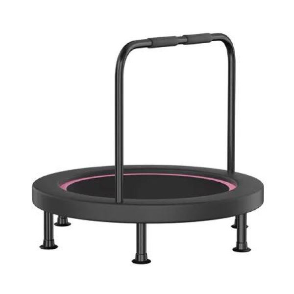 40 Inch Folding Trampoline with U-shaped handrail Pink Red Home Fitness Bouncer Indoor and Outdoor Bungee Training Equipment Men Women Children