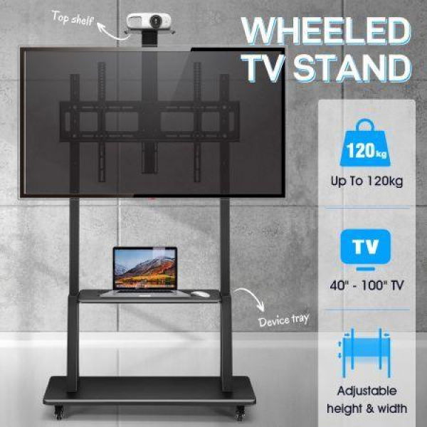 40 To 100 Inch Mobile TV Stand Freestanding TV Bracket Adjustable Television Mount