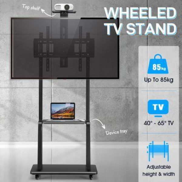 40 To 65 Inch Mobile TV Floor Stand Freestanding Television Bracket Adjustable TV Mount