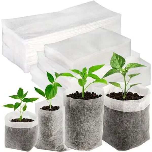 400 Pcs Degradable Non-Woven Spring Plant Nursery Bags 4 Assorted Sizes Nursing Growing Pouch for Vegetable, Flower, Plant Grow