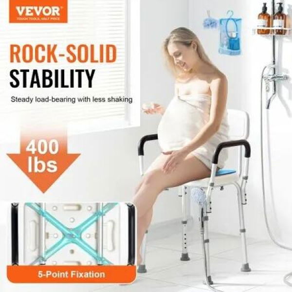 400lbs Shower Chair Bath Stool Seat Height Adjustable for Bathtub Shower