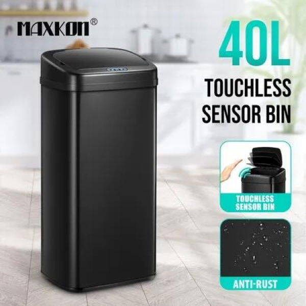 40L Rubbish Bin Dustbin Kitchen Trash Can Recycling Waste Auto Sensor Trashcan Touch-free Garbage Bin