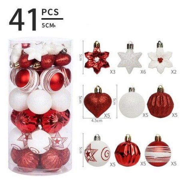 41 Pcs 5 Cm Christmas Ball Star Ornaments Painting & Glittering Christmas Tree Pendants Shatterproof Decorative