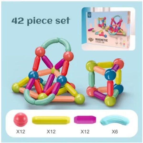 42-Piece Magnetic Building Set for Kids - STEM Stacking Toys with Balls and Rods for Boys & Girls Ages 3+