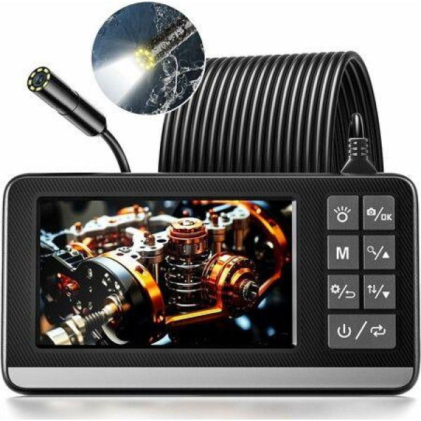 4.3 inch Industrial Endoscope 1080P HD Digital Borescope Inspection Camera with 5 Meters Semi Rigid Cable