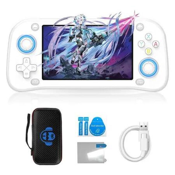 4.3 Inch Retro Gaming Console Handheld Plug and Play TV Portable Game Console 20+ Emulators with 64GB TF Card Built-in Classice Games (White)