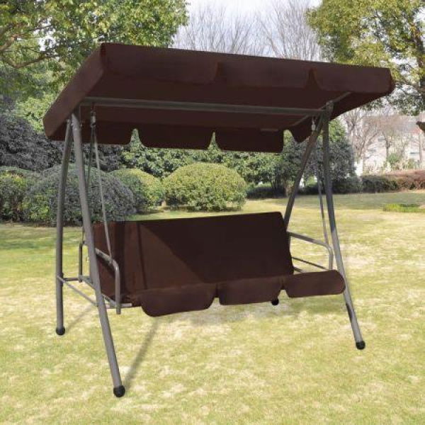 43238 Outdoor Swing Bench With Canopy Coffee