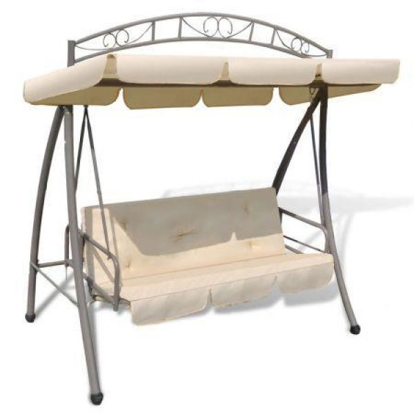 43241 Outdoor Convertible Swing Bench With Canopy Sand White