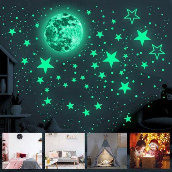 435Pcs Glow In The Dark Stars Wall Stickers For Ceiling Luminous Stars And Moon Wall Decals Fluorescent Star Ceiling Stickers For Christmas Halloween