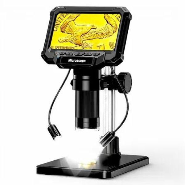 4.3In Coin Microscope for Error Coins (Detail View Only),1000X Digital LCD Magnifier with Anti-Glare Side Lights,1080P USB PC View Win/Mac