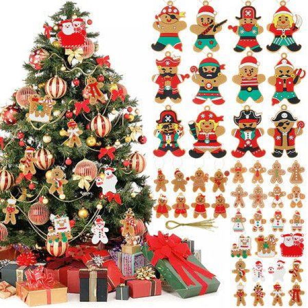 43pcs Gingerbread Man Pirates Ornaments For Christmas Tree Decorations Hanging