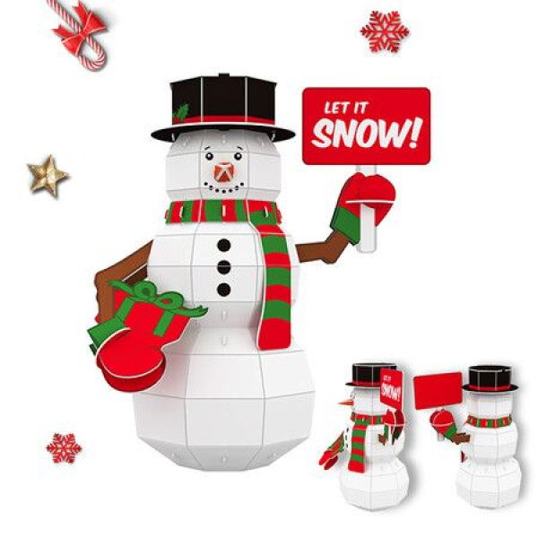 44pcs 3D Puzzle Snowman Building Model Kit Christmas Decor Gifts Assemble Size 31x21x35cm