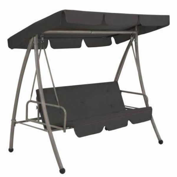 45072 Outdoor Swing Bench With Canopy Anthracite 192x118x175 Cm Steel