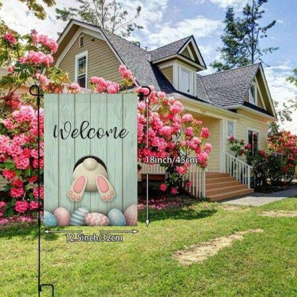 45*30cm Easter Garden Flag Banner Eggs Rabbit Pattern Double Sided Happy Easter Garden Flag For Outdoor Yard Decorations 1PC