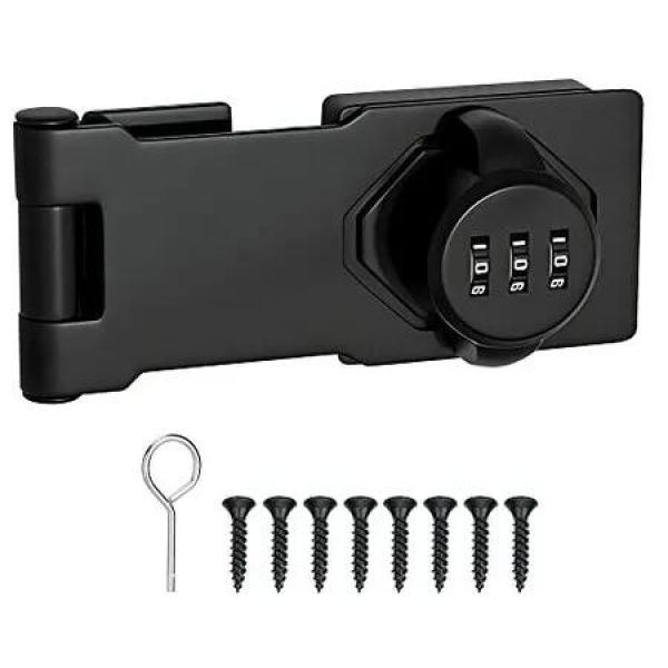 4.5inch Combination Latch Cabinet Lock Password Door Locks, 90/180 Degrees Combination Latches and Locks Keyless Hasp Lock Color Black