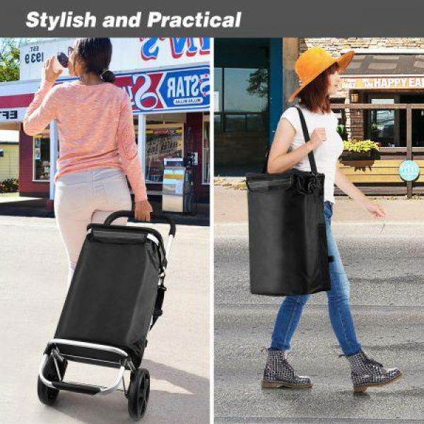 45Kg Load Folding Easy Transport 2 Big Wheels Shopping Cart Trolley Durable Waterproof Oxford Cloth