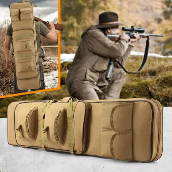 46-inch Double Rifle Bag Gun Case Carry Backpack for Store Transport Carbine Shotgun Airsoft Pistol Firearm Tactical Military Range Hunting Shooting