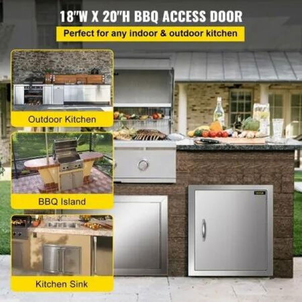 46X51CM Outdoor Kitchen BBQ Door Commercial Stainless Steel Single Access Door