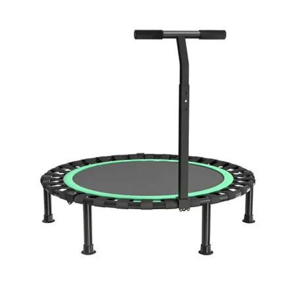 48 Inch Folding Trampoline with T-Rails Green Home Fitness Bouncer Indoor and Outdoor Bungee Training Equipment Men Women Children Portable Bouncer Home