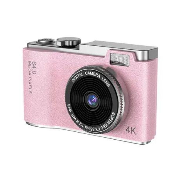 48 MP Digital Camera, 16x Zoom with 2.4 Inch HD Display, Portable Compact Small Camera for Vlogging Photography (Pink)