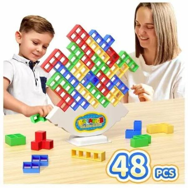 48 Pcs Game Gifts,Balance Stacking Blocks Game,Perfect for Family,Parties,Travel,Boys Girls Gifts.Novelty Toy Gift for Kids or Friends