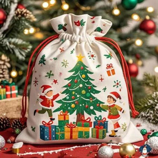 48*65CM Christmas Bags for Gifts,Large Christmas Gift Bags Christmas Drawstring Bag Storage Bag Christmas Eve Santa Gift Bag Candy Apples Bag