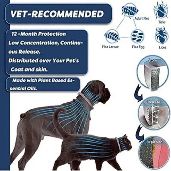 48cm Anti Flea Tick Parasitic Collar for Cats 2 Pack Effective Protection for Pets