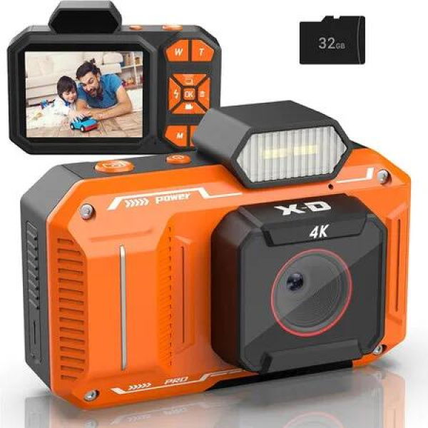 48MP Digital Camera for Photography â€“ 4K Vlogging Video Cameras with 2.8 Inch Screen â€“ Compact and Portable for Kids, Teens Beginners (Orange)