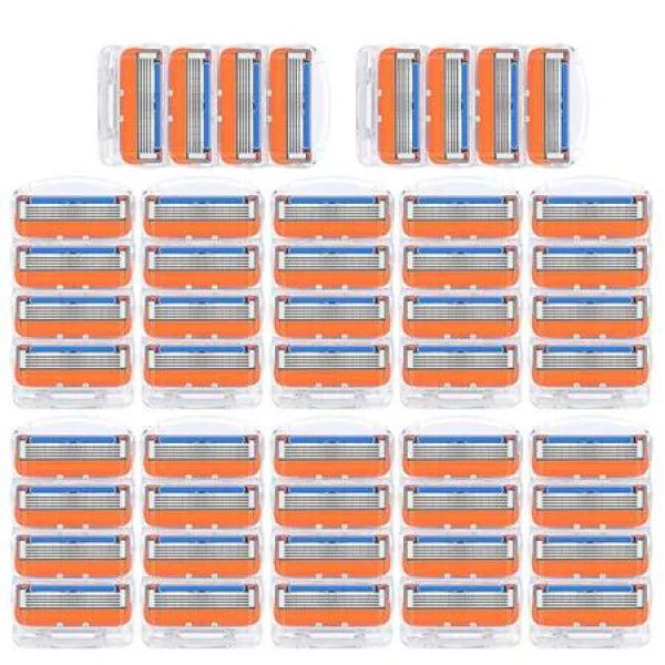 48pcs Razor Blade Shaving Razor Blade Refills for Gillette Fusion 5,Orange New Version